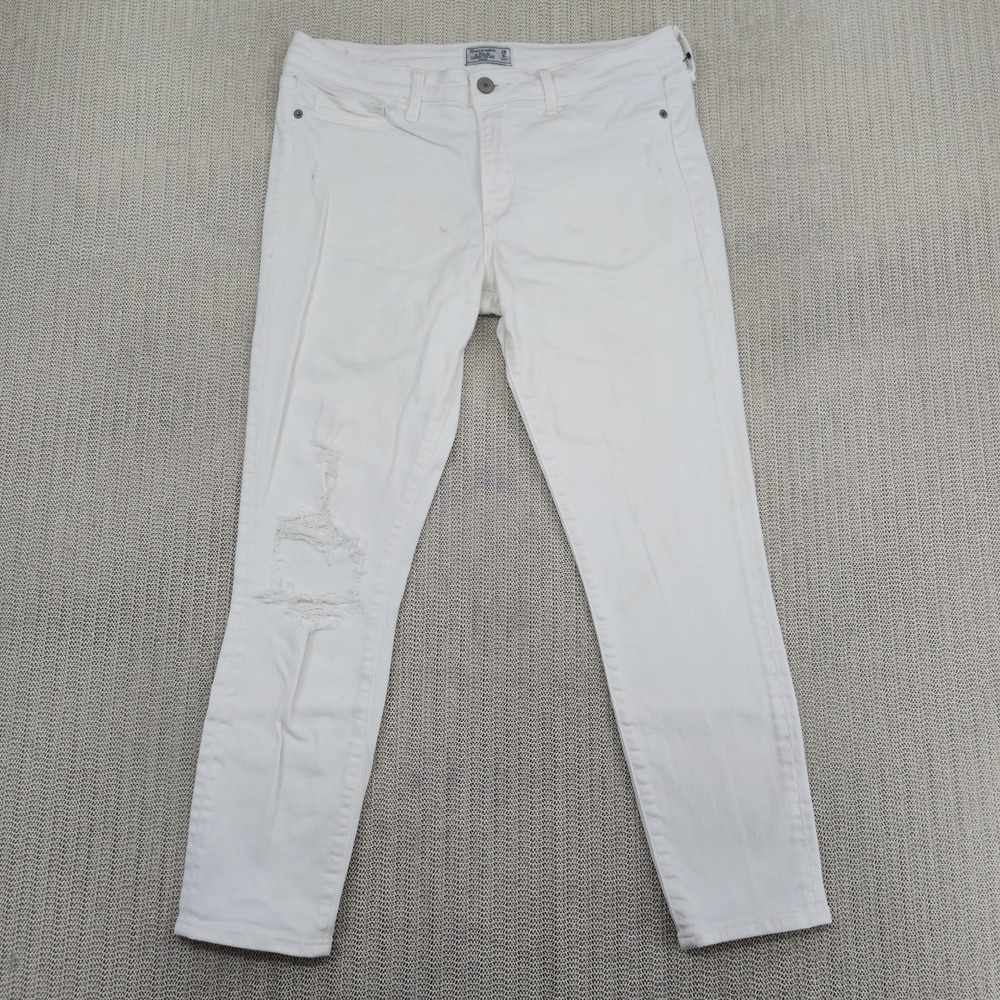 Abercrombie & Fitch Jeans Womens 6R 28 White Harper Low Rise Ankle Distressed